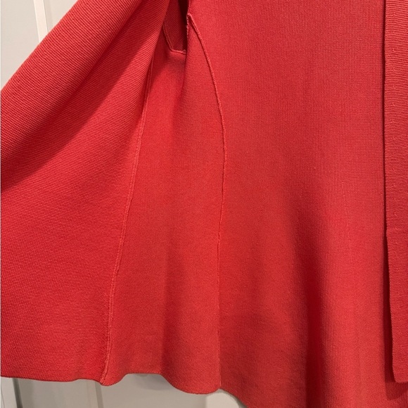 Eileen fisher coral silk/cotton blend open front cardigan with fold over cuffs - Picture 2 of 8